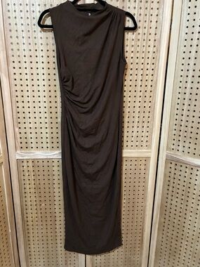 BTFBM Ruched Bodycon Maxi Dress in Brown Size M
